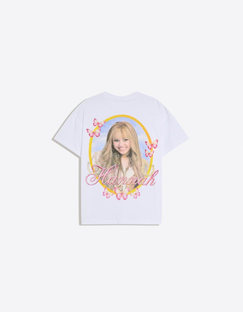 T-shirt Hannah Montana manches courtes imprimé-Blanc cassé