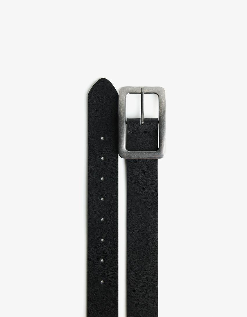 Belt with wide buckle-Black
