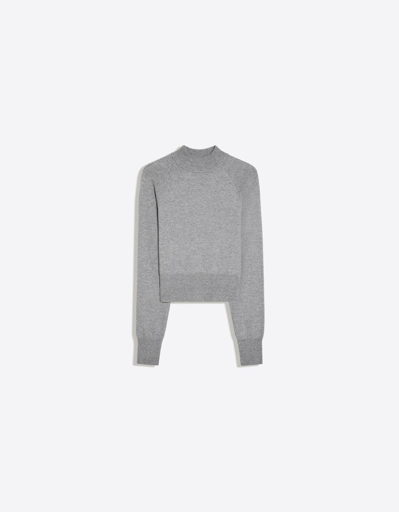 Fitted ribbed high neck jumper — Grey