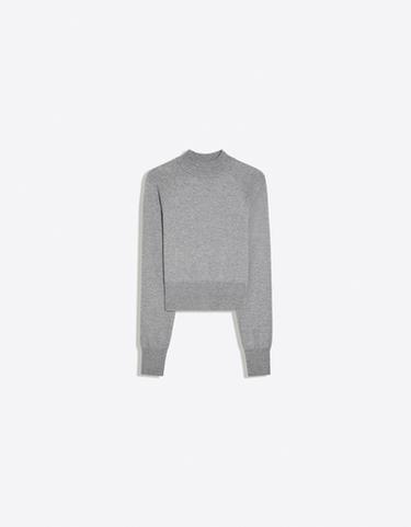 Fitted ribbed high neck jumper — Grey 5