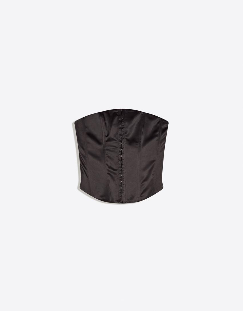 Sateen bustier top-Black