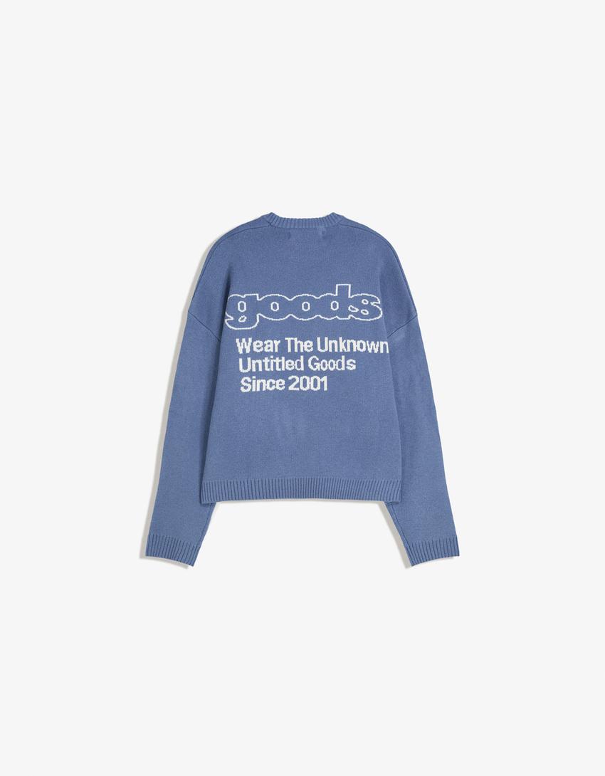 Jacquard-Print-Pullover-Blau