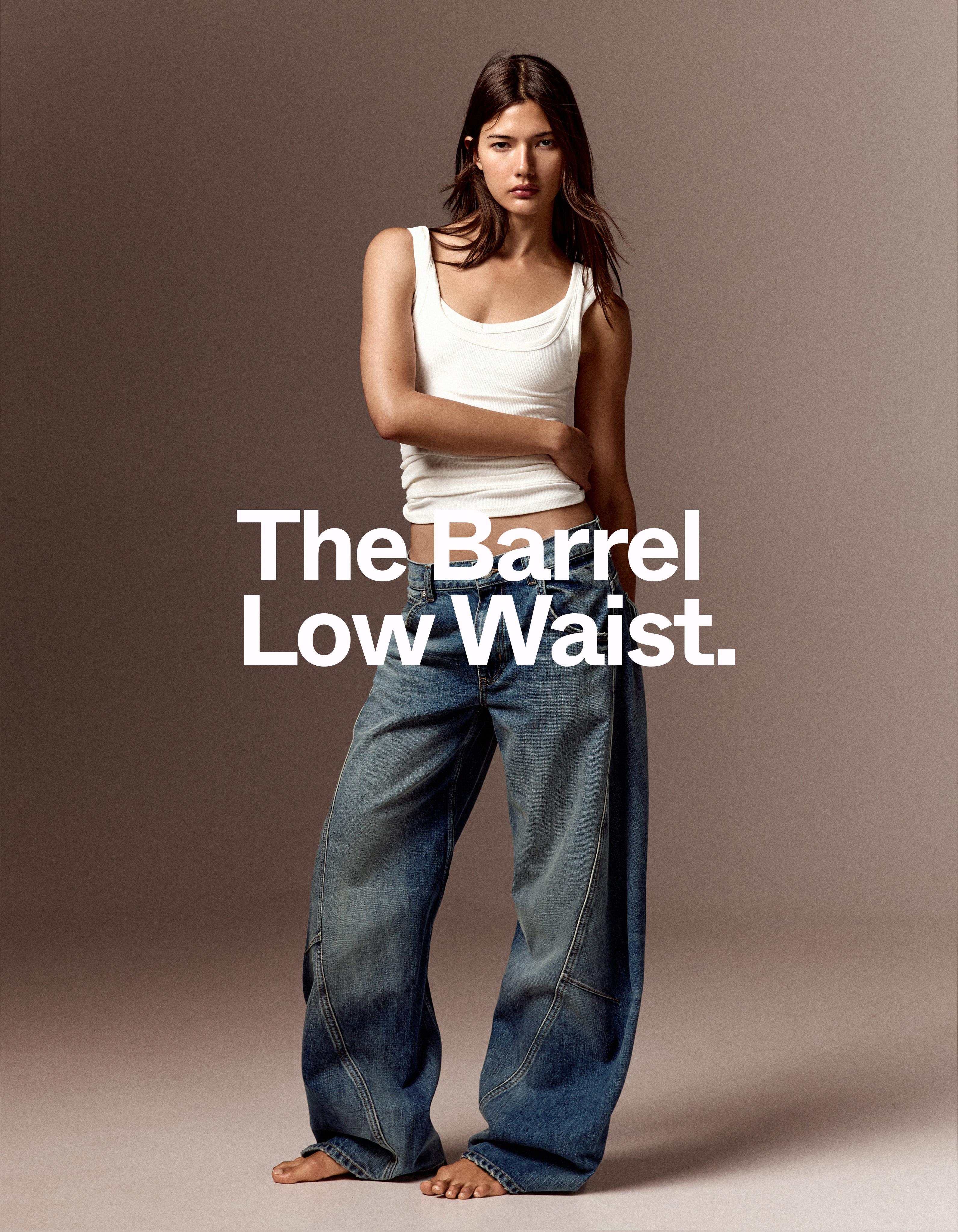 Low-rise barrel jeans — Blue