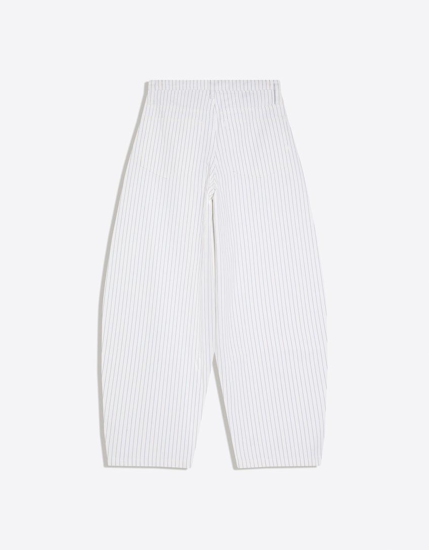 Stripe balloon trousers-Off white