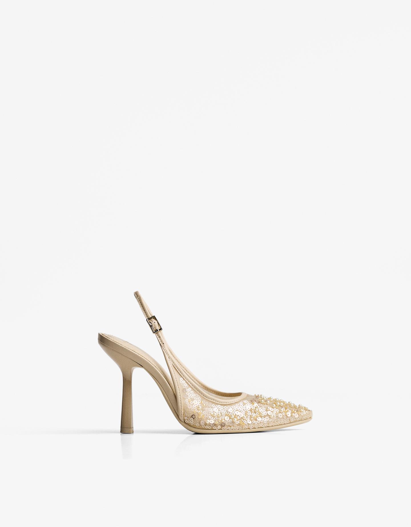 Bershka Scarpa Con Tacco Fantasia Donna 41 Beige