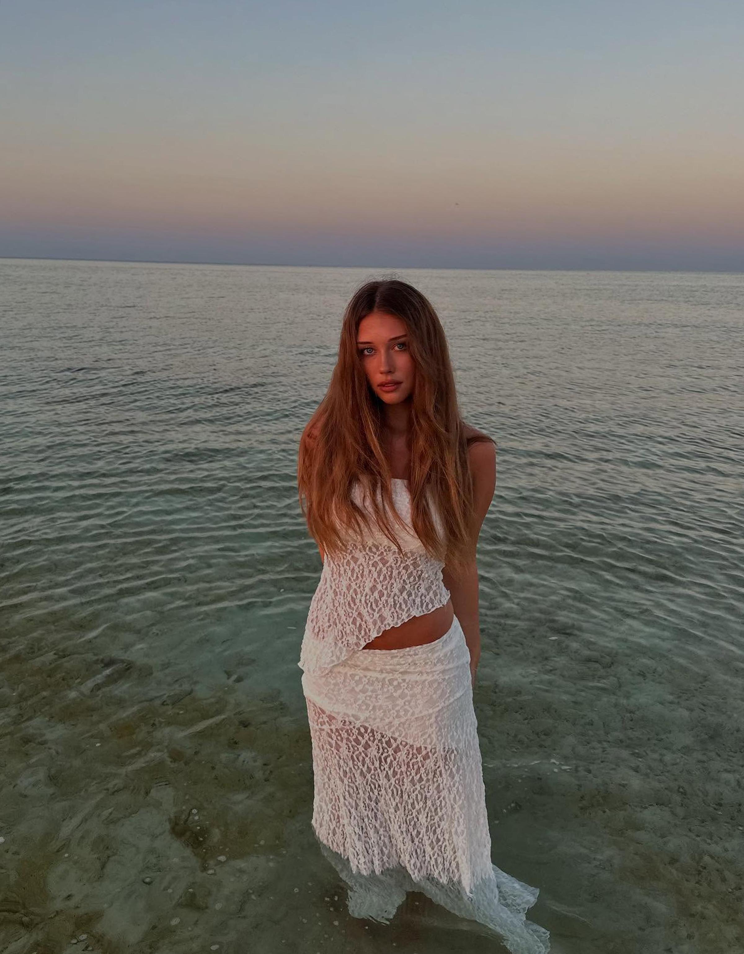 Thumbnail - Bershka Midirock Mit Spitze Damen L Grbrochenes Weiss