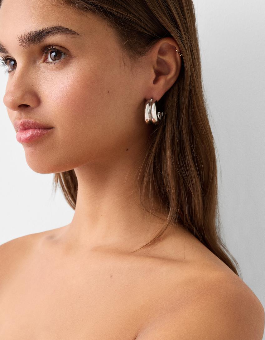 3-pack of transparent/ shiny earrings-Silver-1