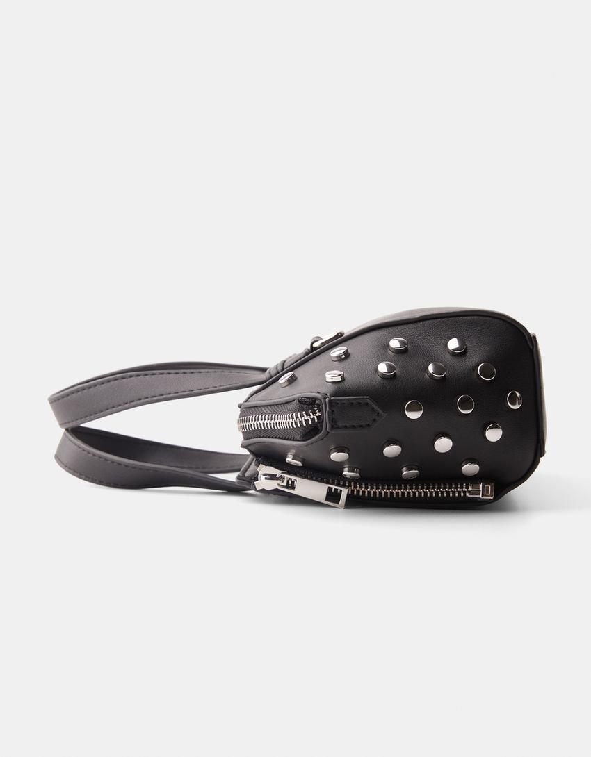 Studded multi-way mini crossbody bag-Black-2