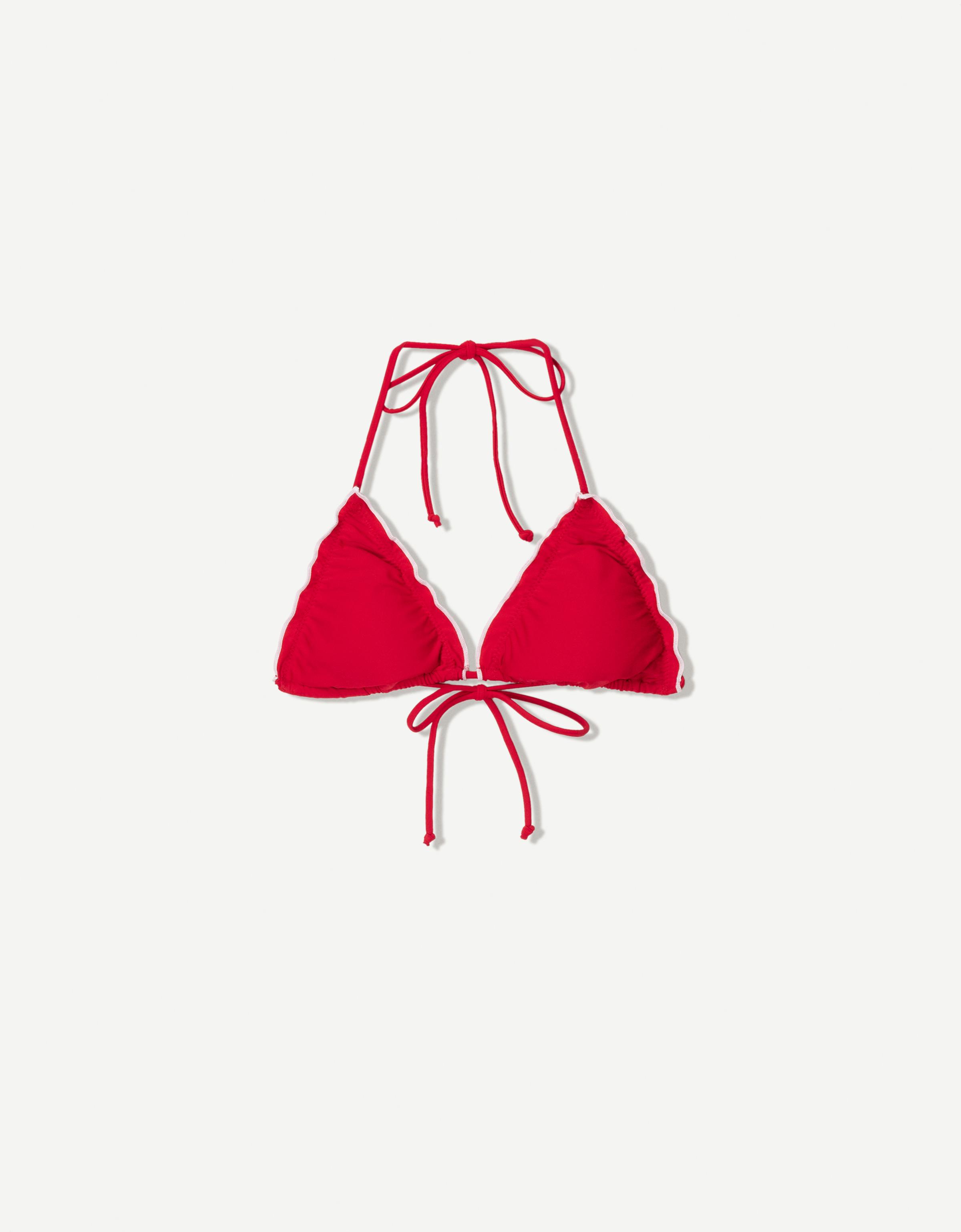 Bershka Gewelltes Bikinioberteil Damen L Rot