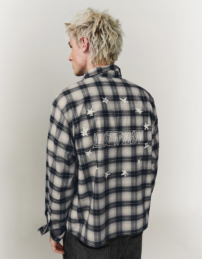Check print shirt-Dark grey