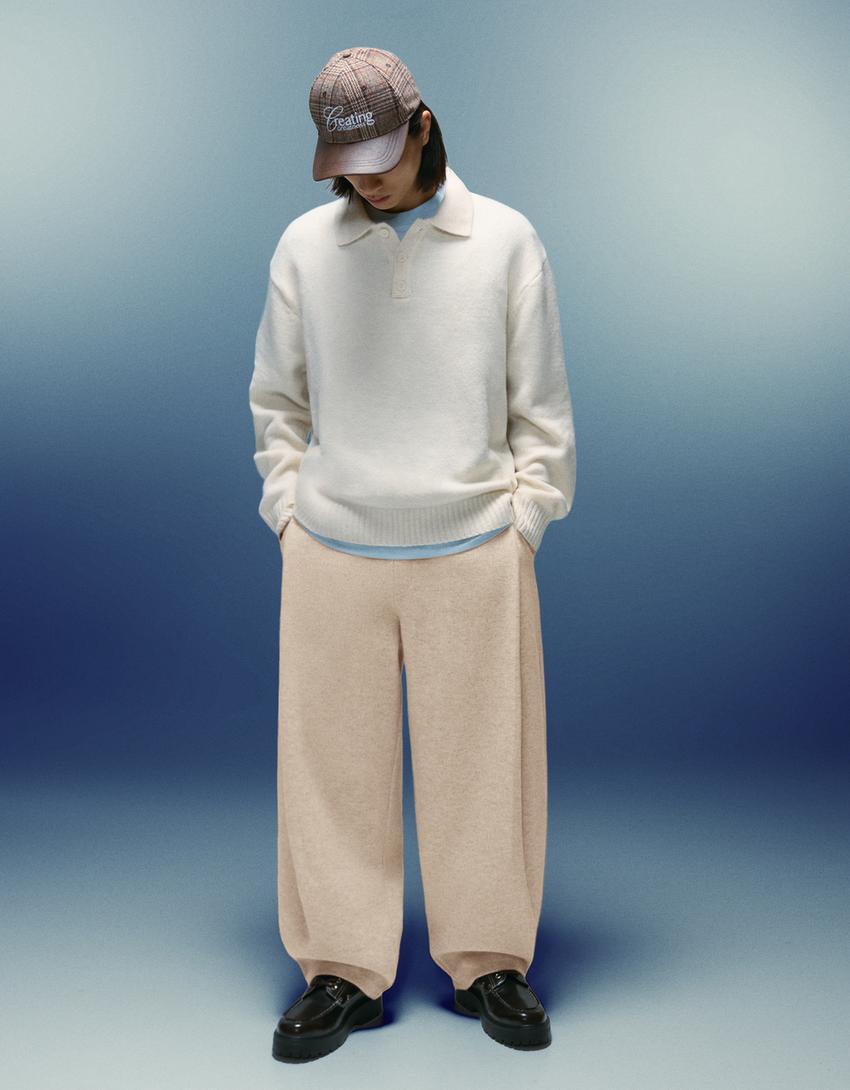 Pantalon ballon à pinces en tissu-Sable