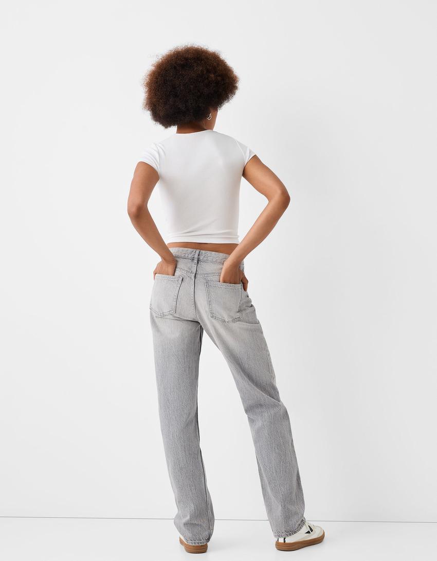 Jeans straight-Gris
