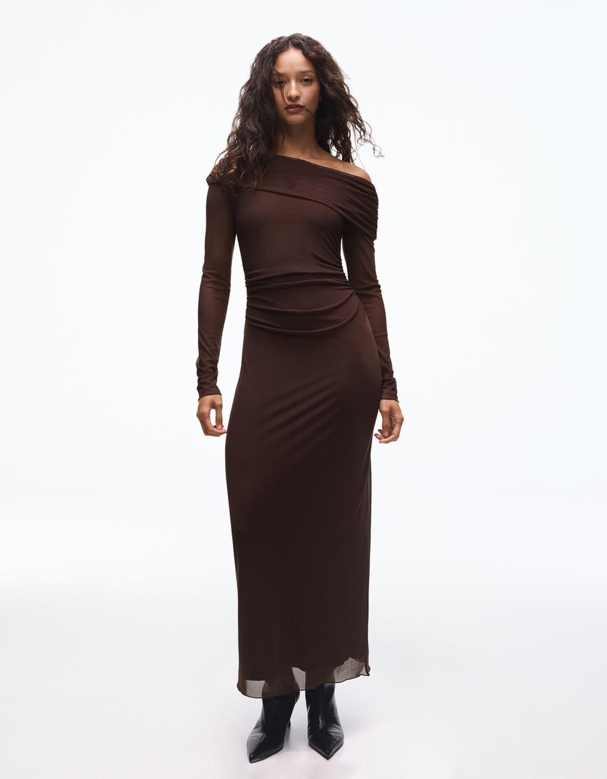 bershka long sleeve dress Bershka Women Printed Long Sleeve Mini Dress, Orange Combo Sz XS