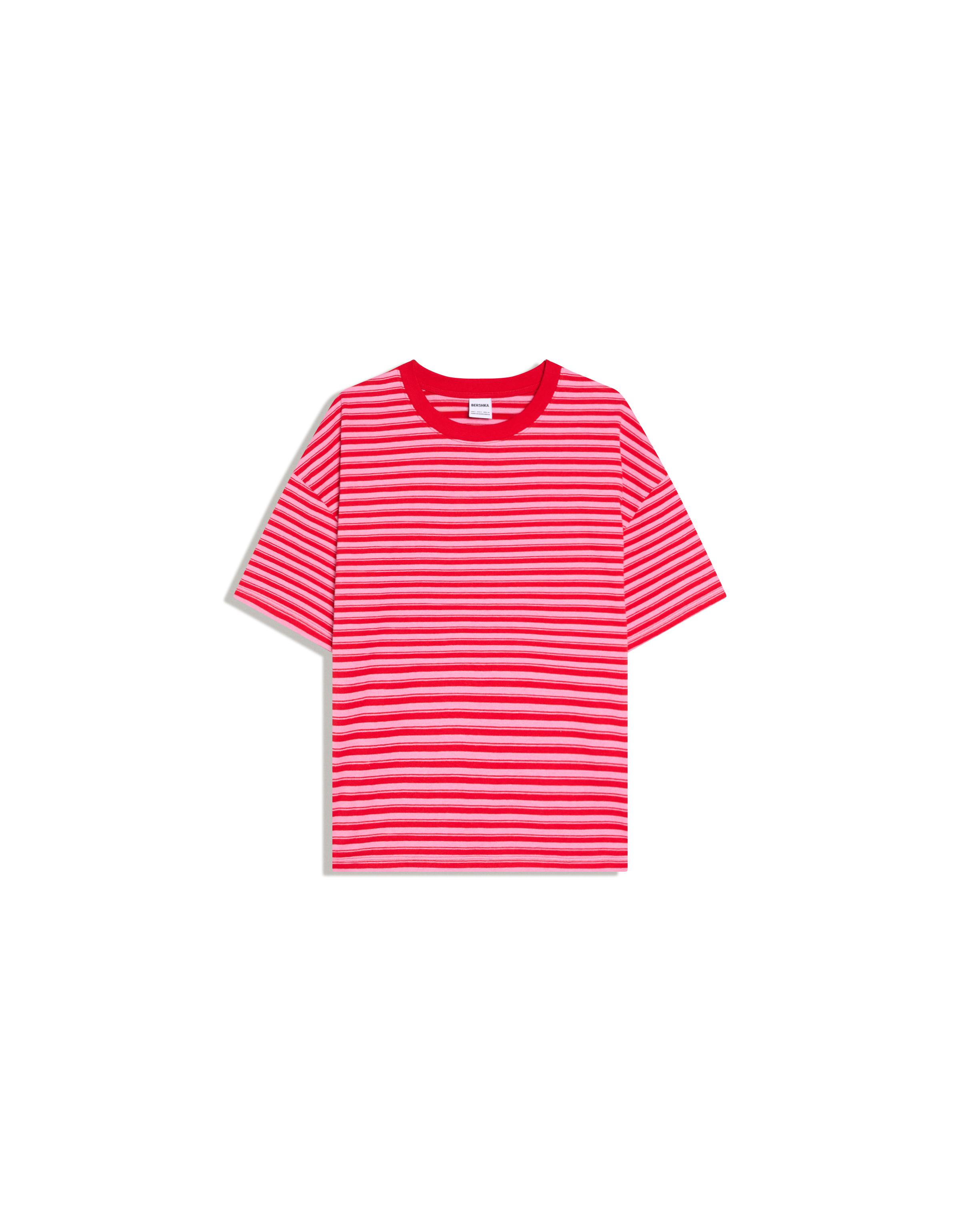 Boxy fit striped T-shirt — Pink
