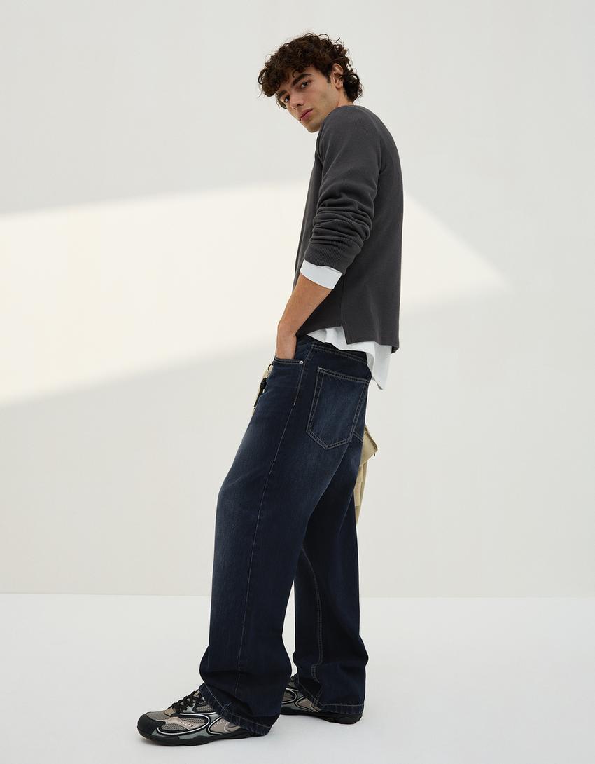 Jeans baggy-Azul escuro