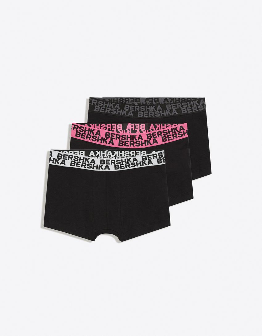 Confezione da 3 boxer doppio logo-Fucsia