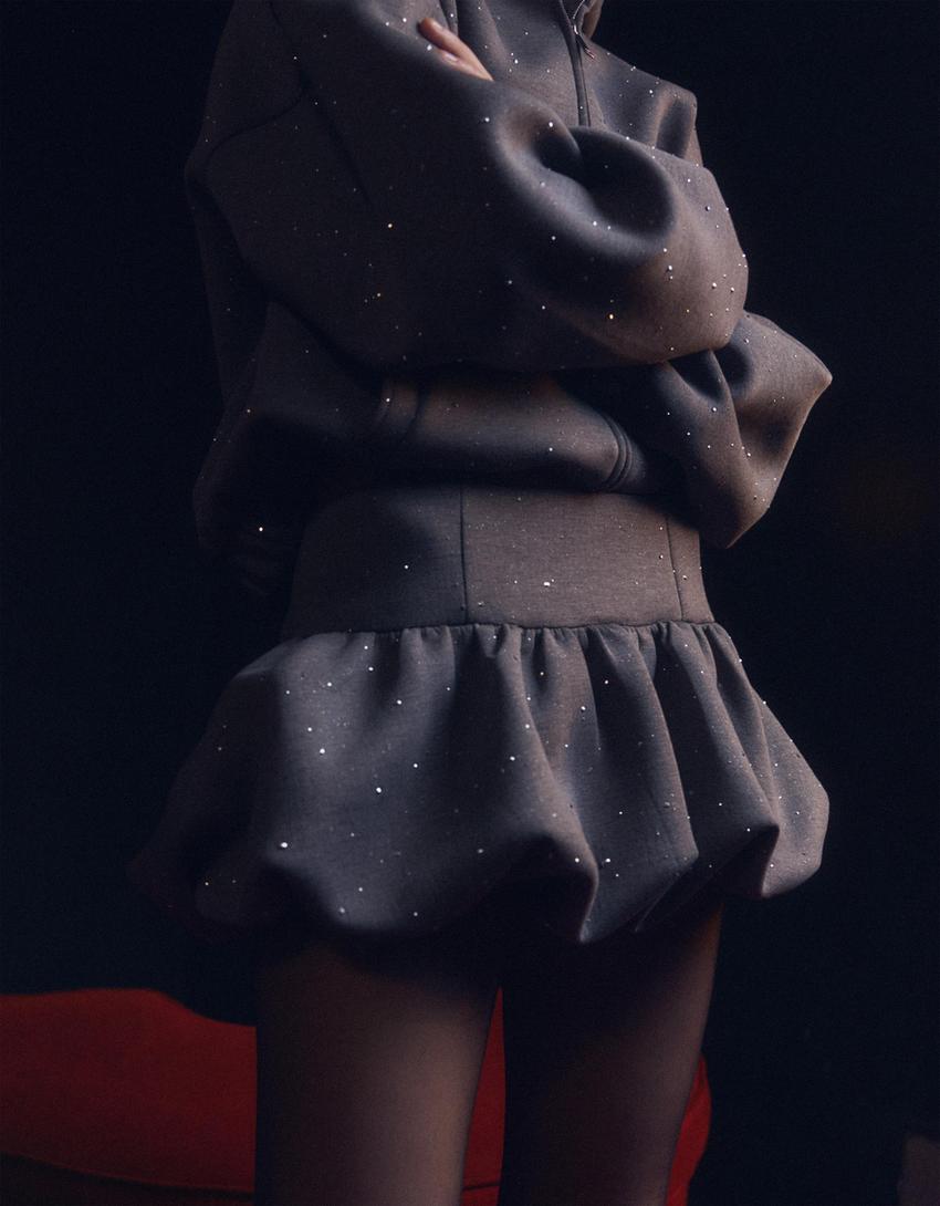 Neoprene effect sweatshirt and mini skirt set-Neoprene effect sweatshirt and mini skirt set