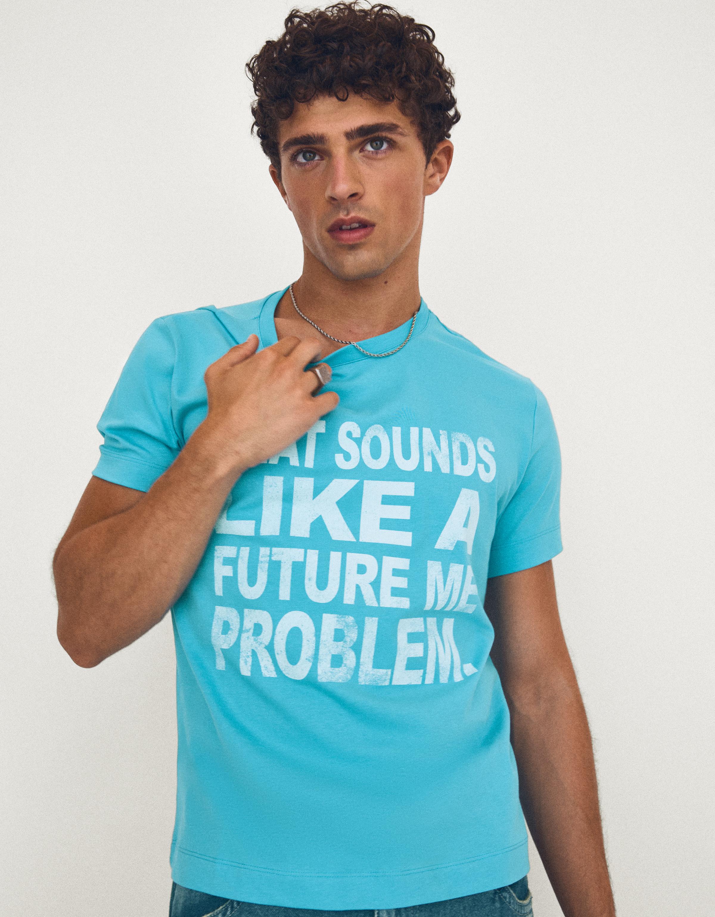 Small fit print T-shirt — Blue