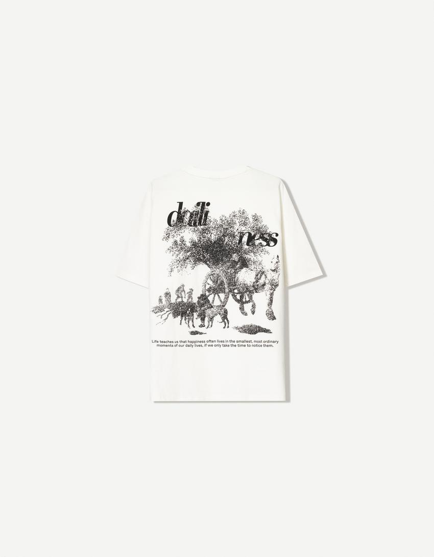 T-shirt manches courtes imprimé-Blanc cassé-5