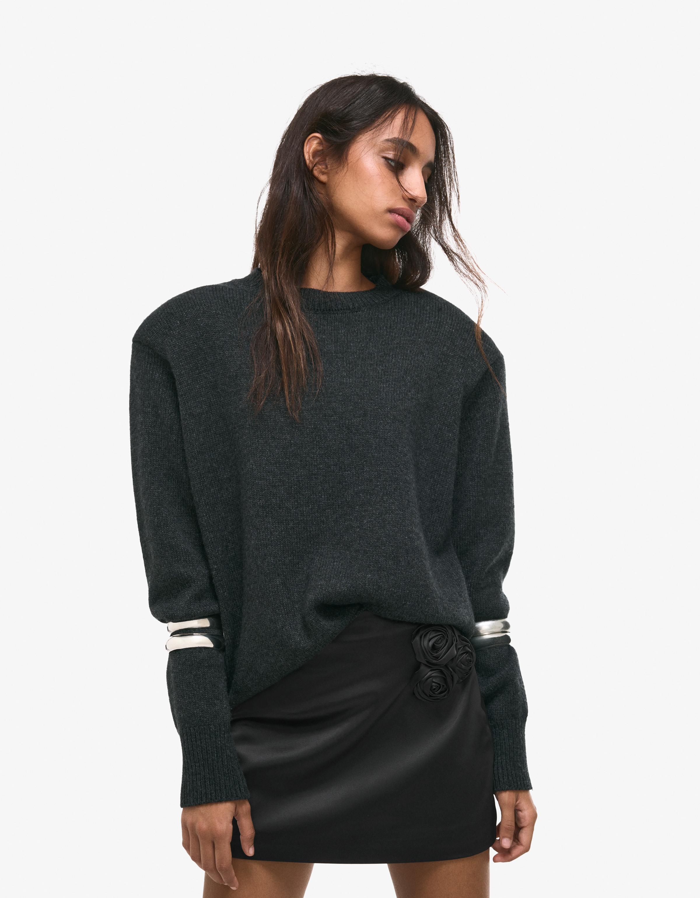 Bershka Minirock Aus Satin Mit Blumenmuster Damen S Schwarz