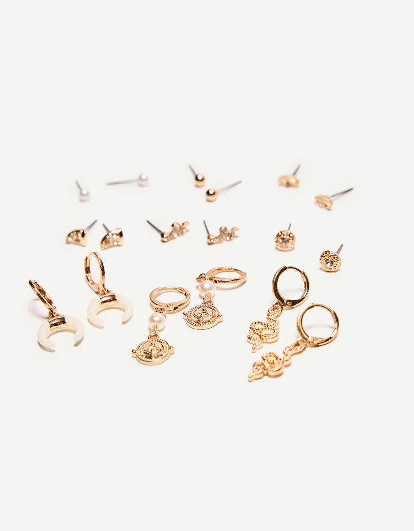 Pack 9 boucles d’oreilles-Or-1
