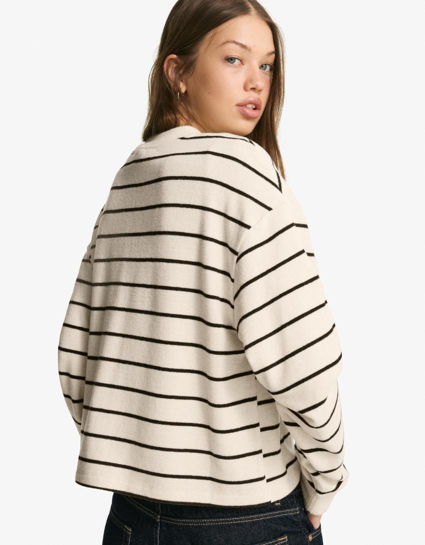 Stripe knit jumper-Cream