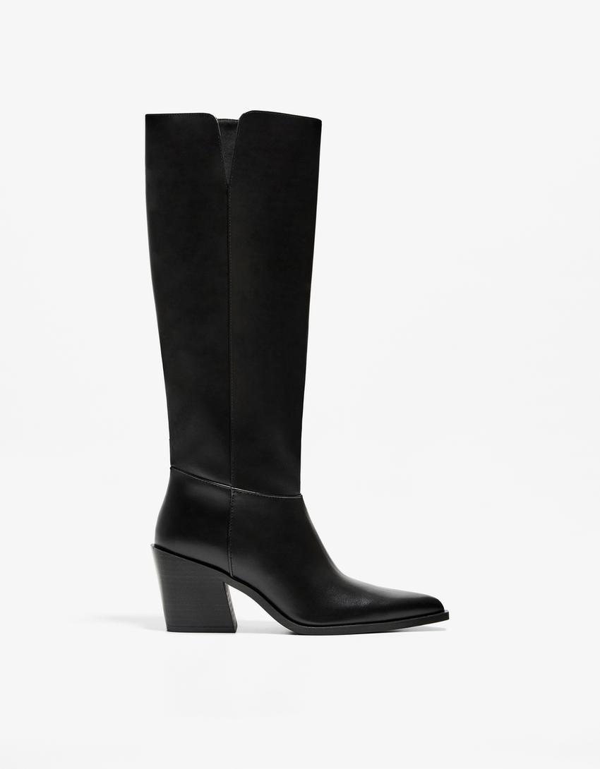 Absatzstiefel im Cowboylook-Schwarz