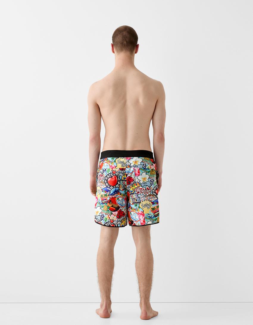 Short de bain BERSSSHKA X SSSTUFFF imprimé-Noir-1