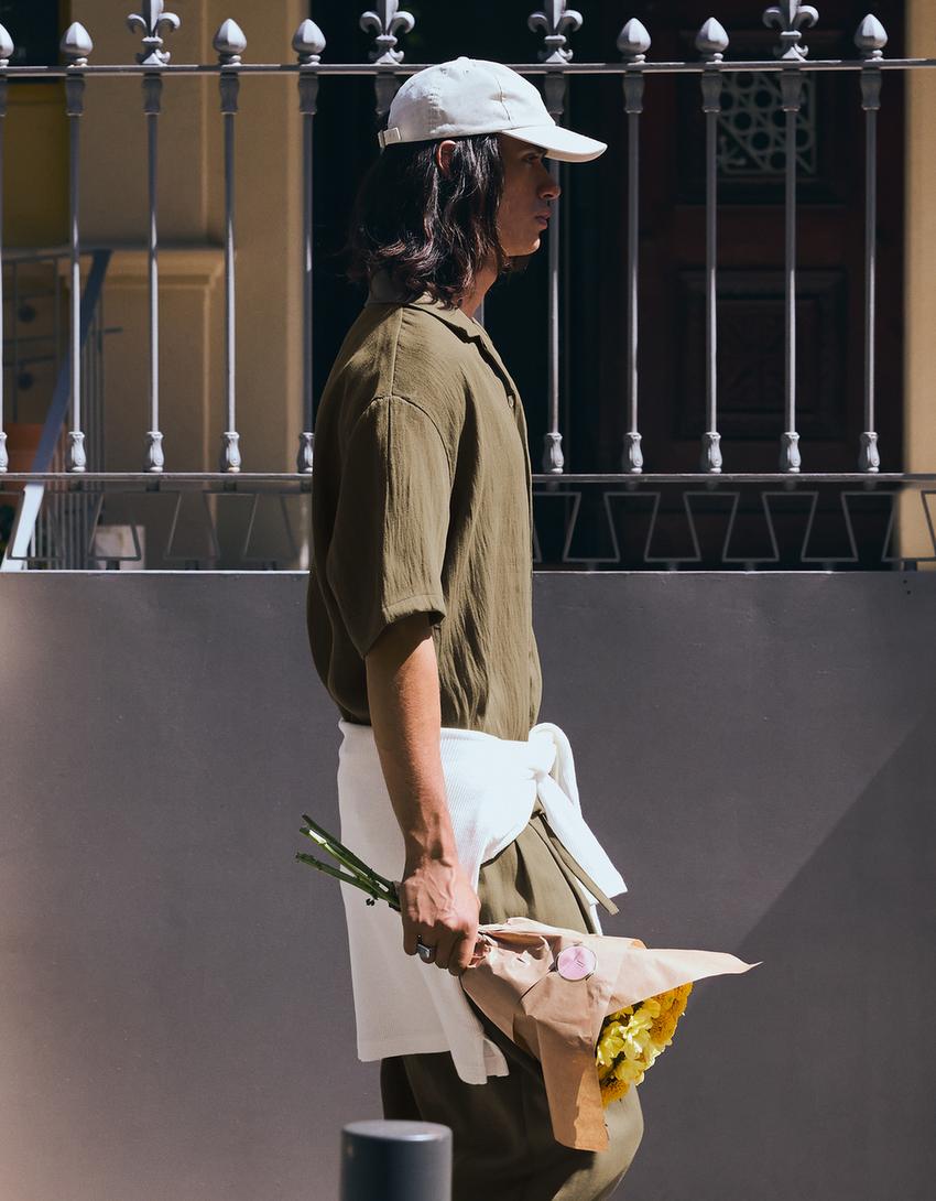 Rustic short sleeve shirt-Khaki