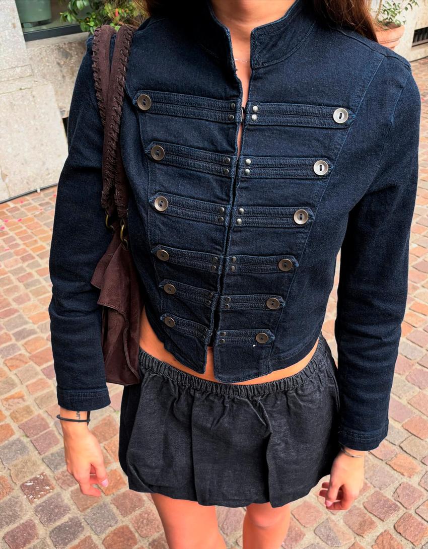 Falda denim mini globo-Marino