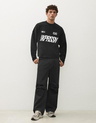 Graphic round neck knit jumper — Black 3