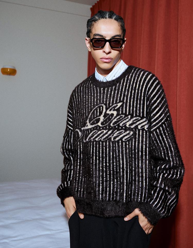 Faux fur print jumper