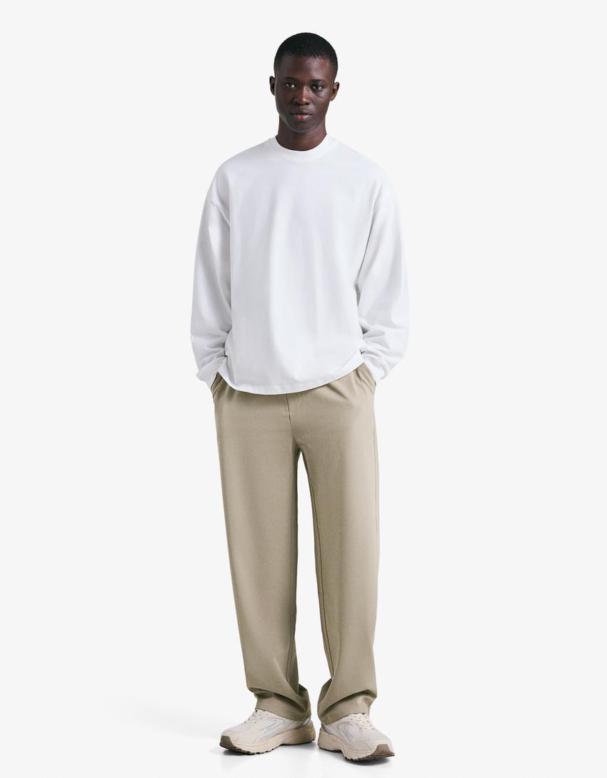 Straight fit jogger tailored pantolon-Kum rengi