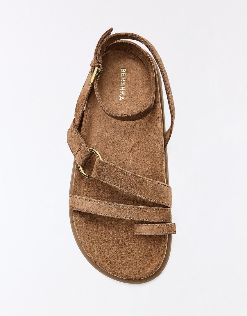 Flat washer sandals-Tan