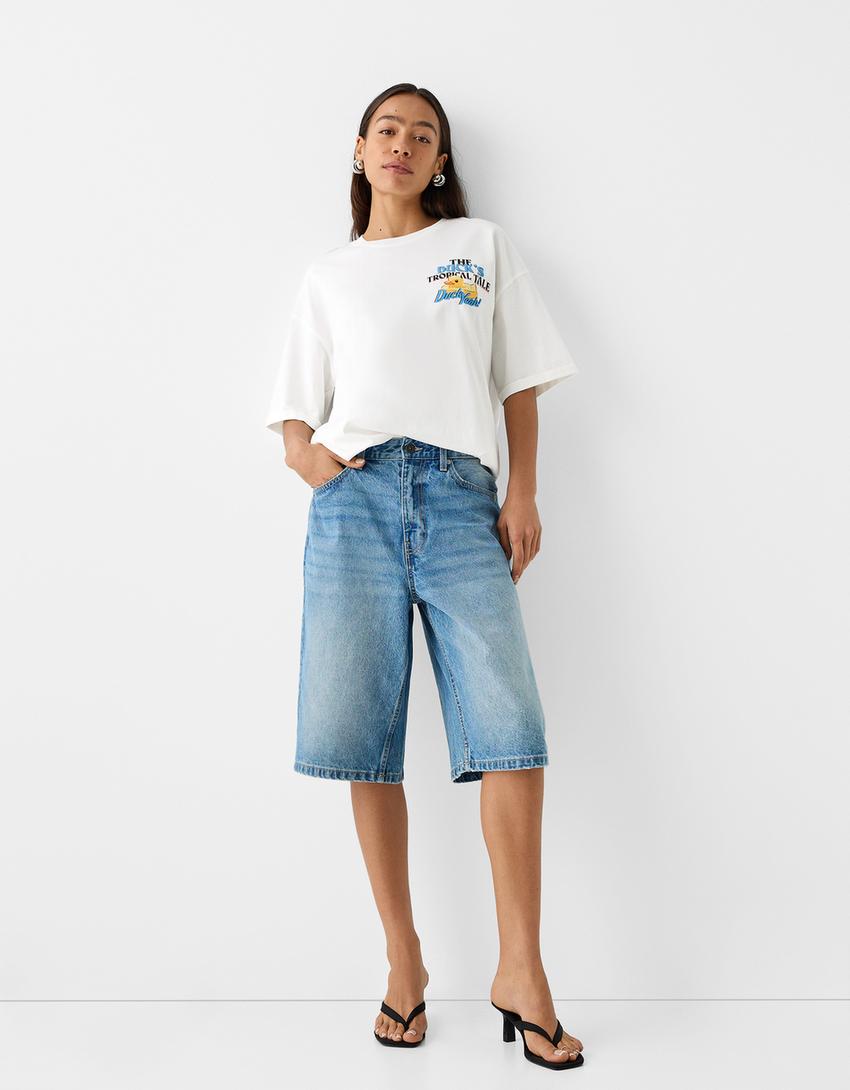 Short sleeve T-shirt with print-Cream-3