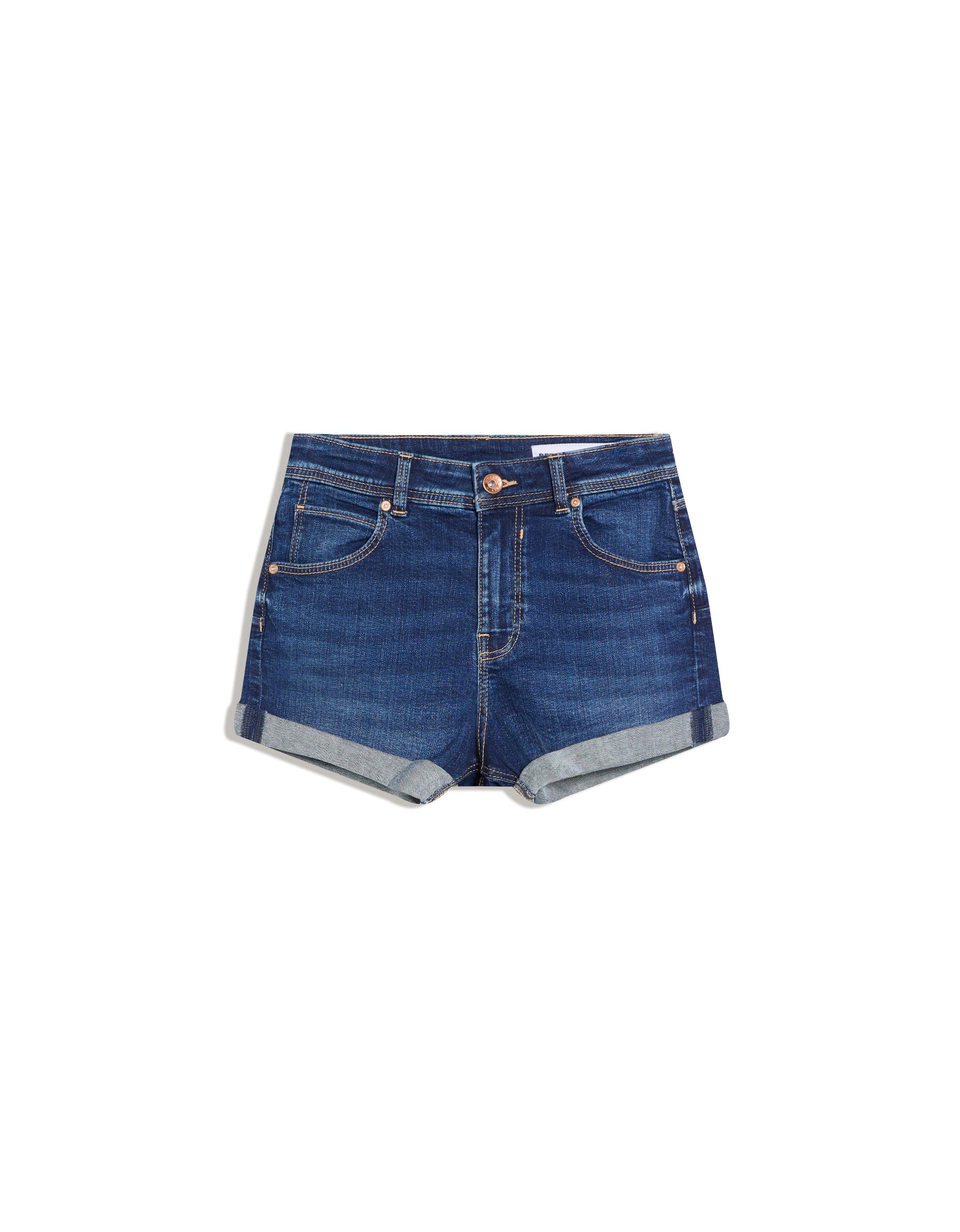 Roll-up denim shorts