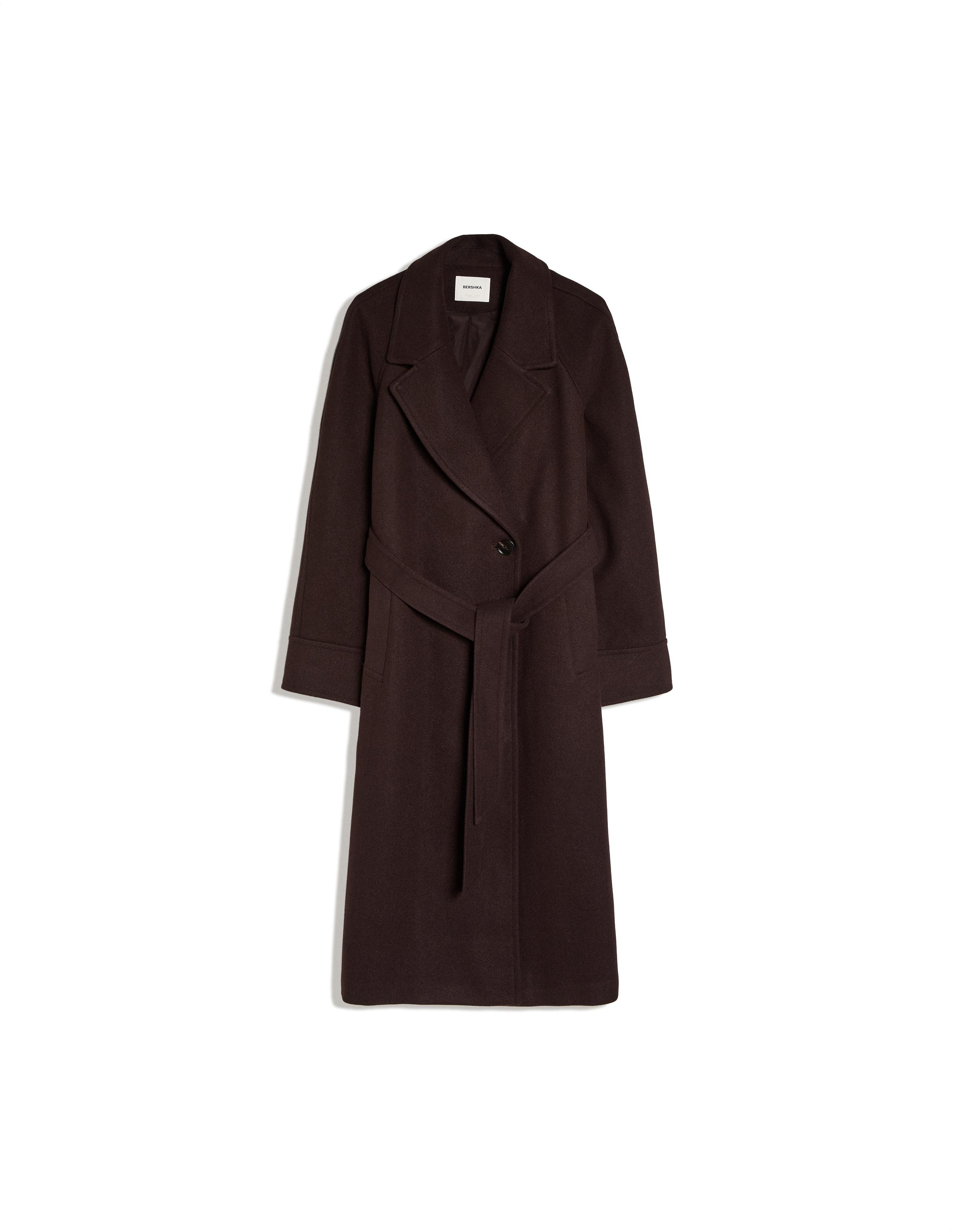 Long soft belted coat — Brown