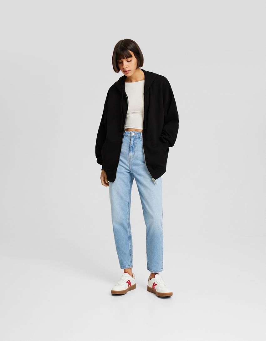 Sweat zippé capuche oversize-Noir-3
