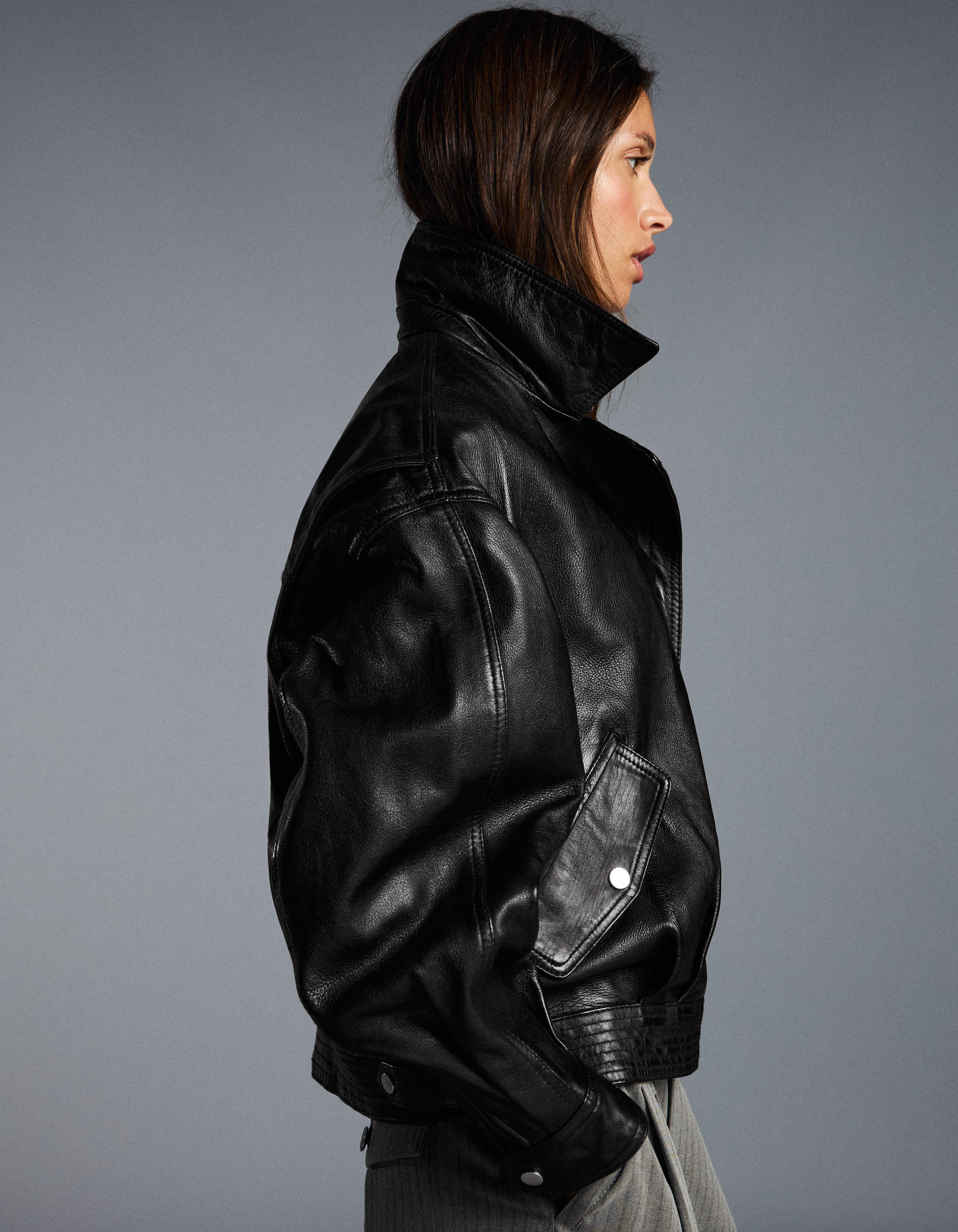 Leather biker jacket — Black