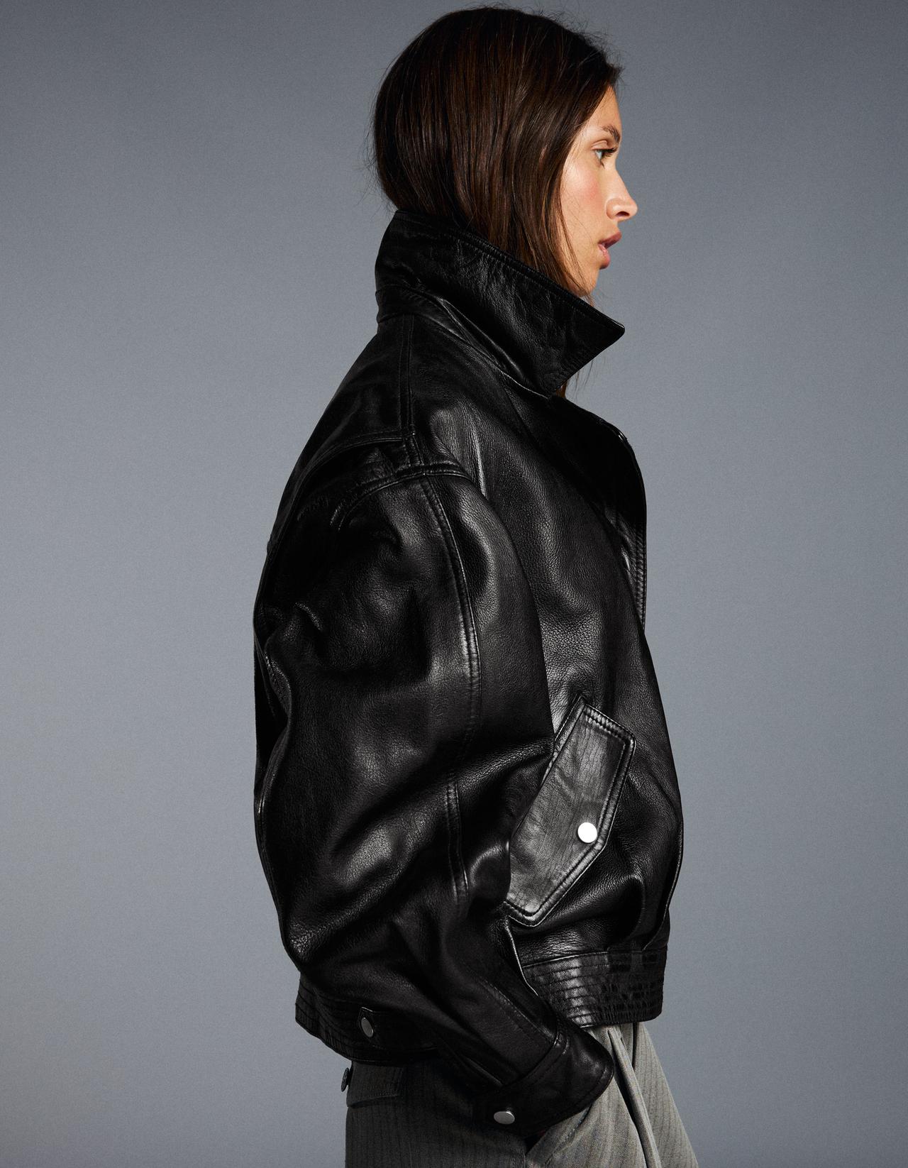 Leather biker jacket — Black