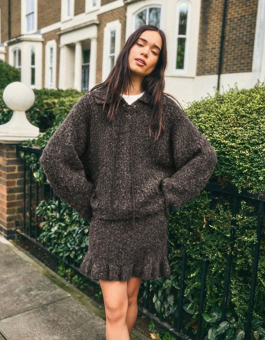 Jumper and mini skirt with bow set-Jumper and mini skirt with bow set