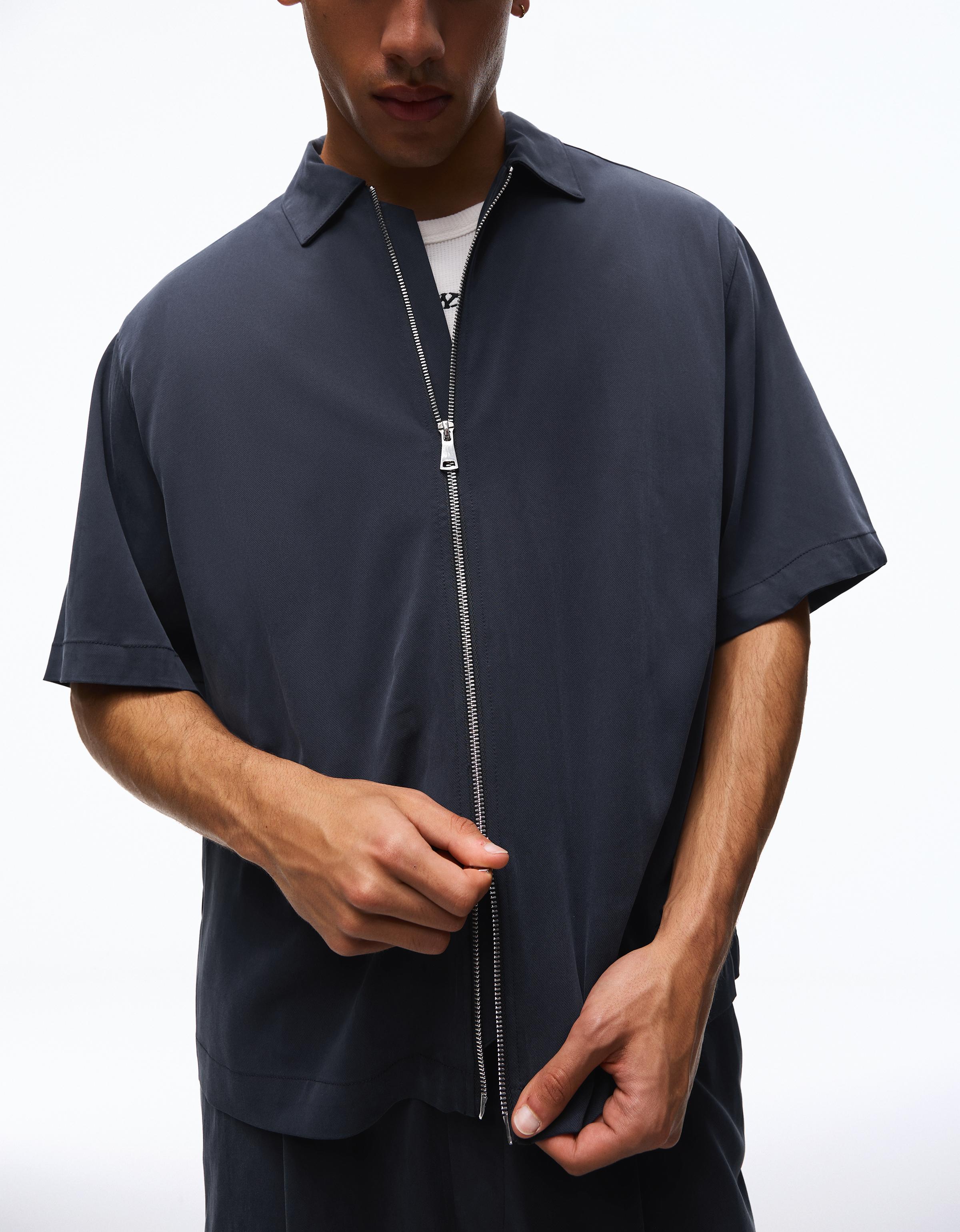 Fluid boxy short sleeve shirt — Navy