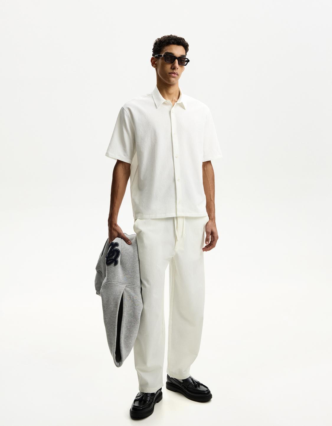 Pleated short sleeve shirt