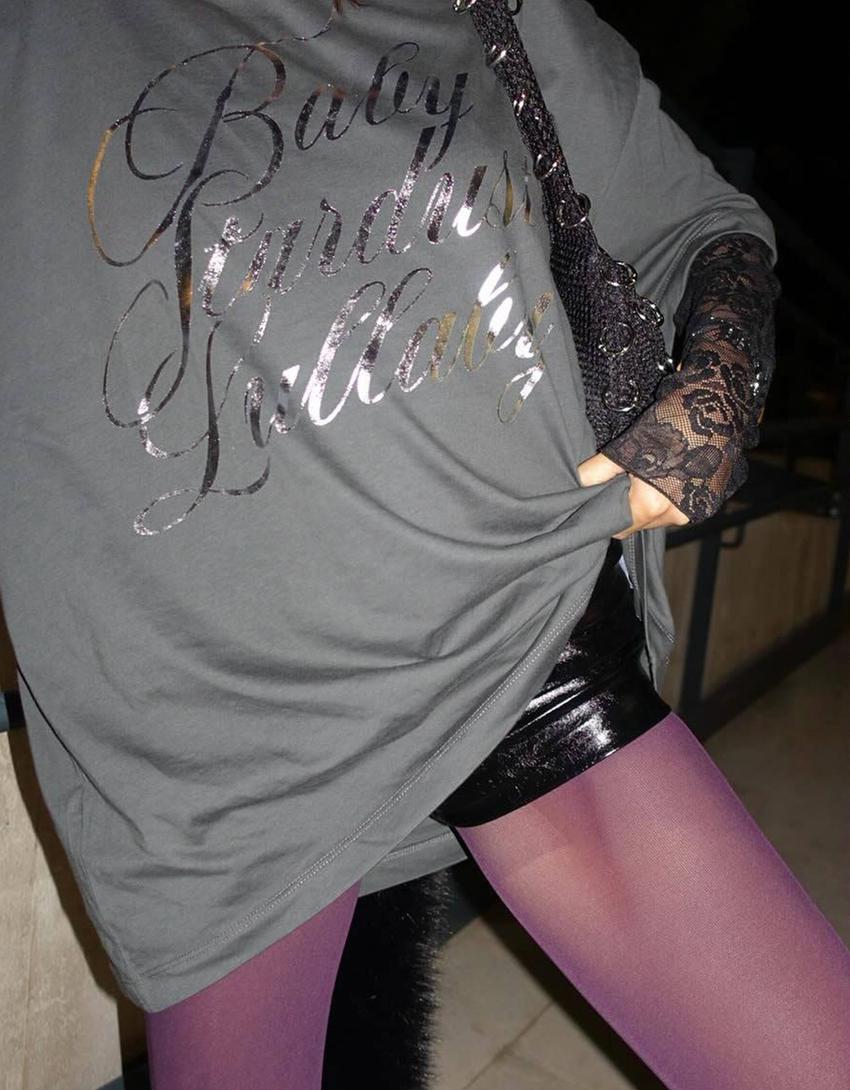 Printed short sleeve oversize T-shirt-Dark grey