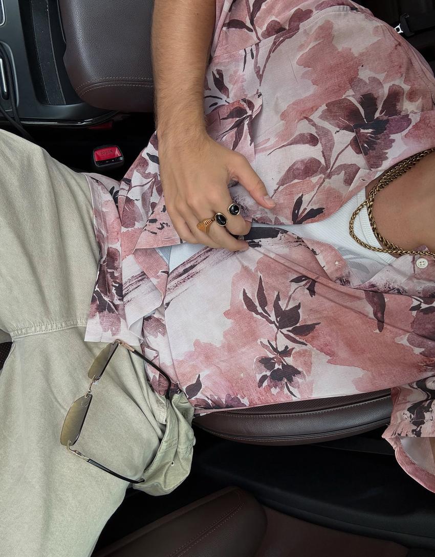 Camisa manga corta print-Rosa