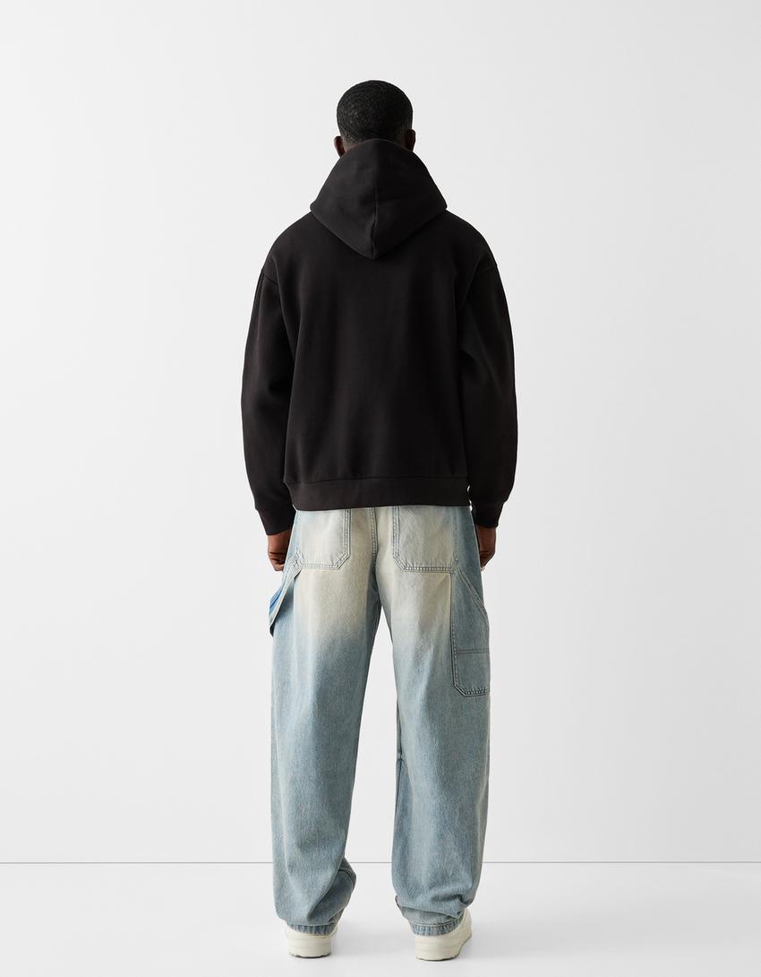 Boxy fit hoodie-Black-1