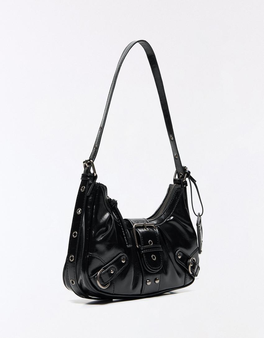 Bolso de hombro hebilla-Negro