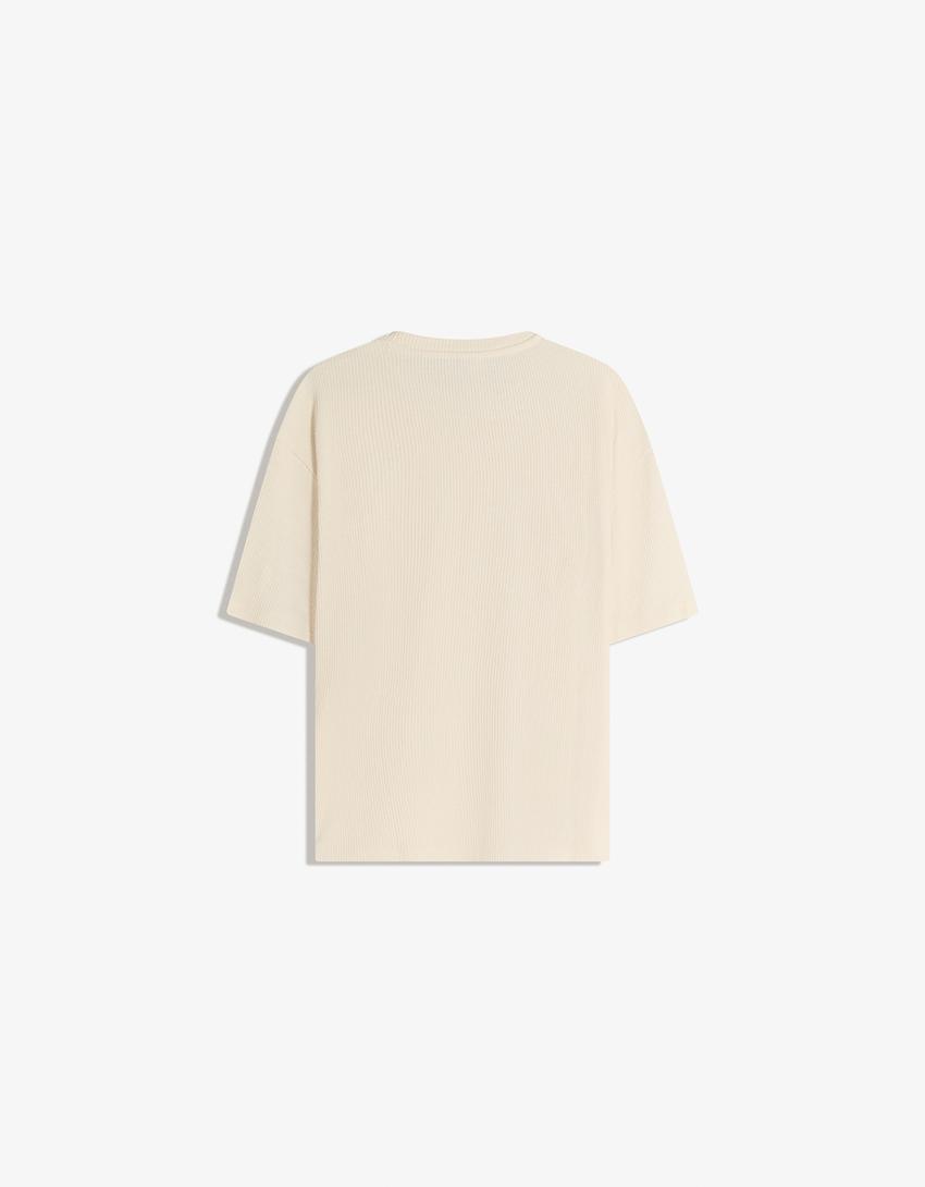 Textured short sleeve T-shirt-Off white