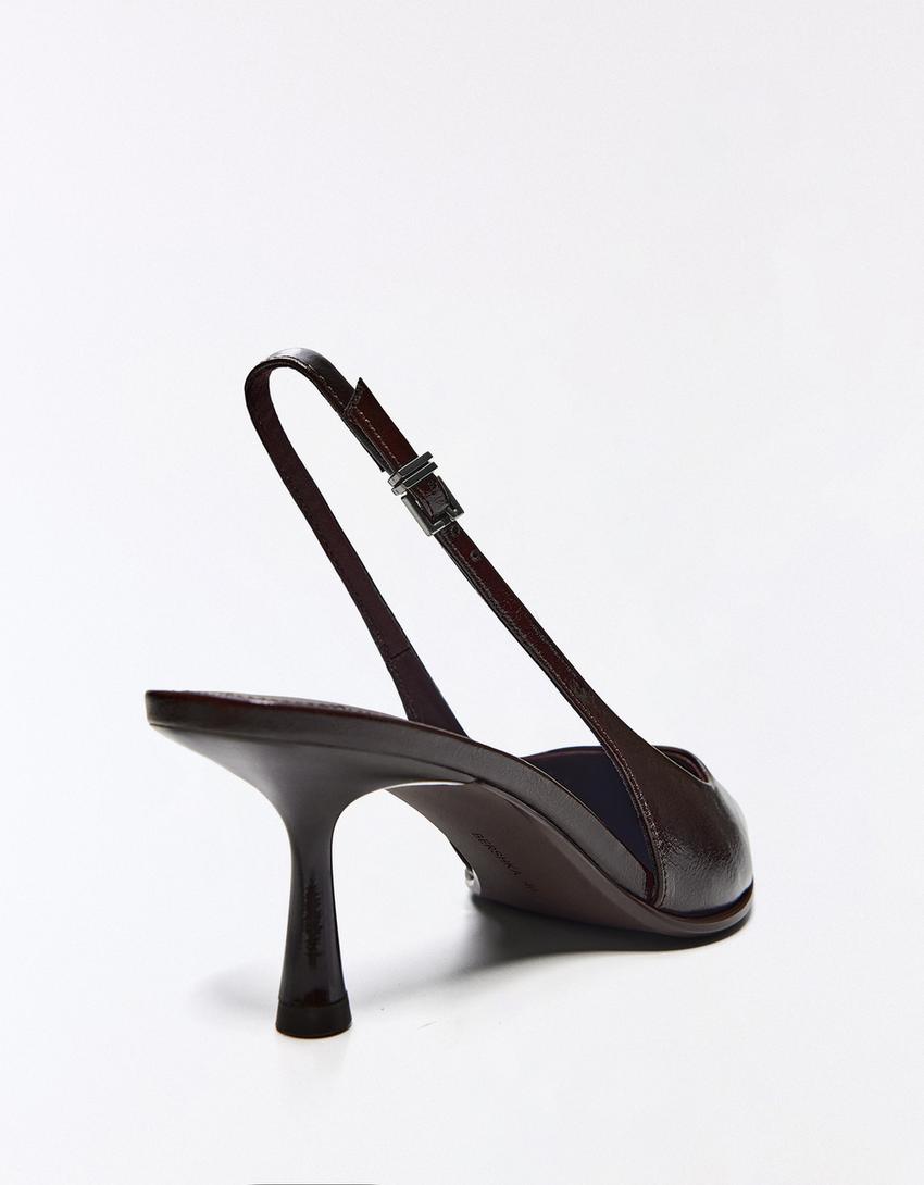 BUCKLE DETAIL HEELED SHOES-Brown