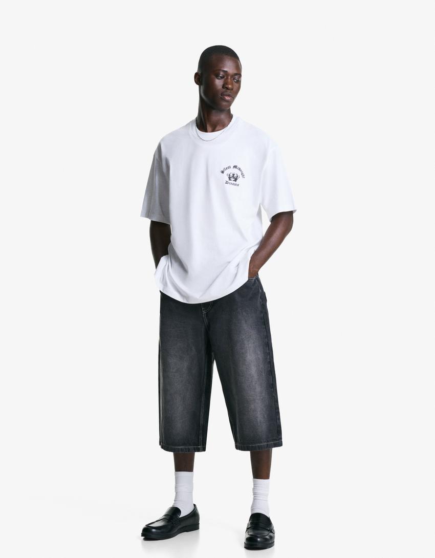 Short sleeve T-shirt with print-Off white-3